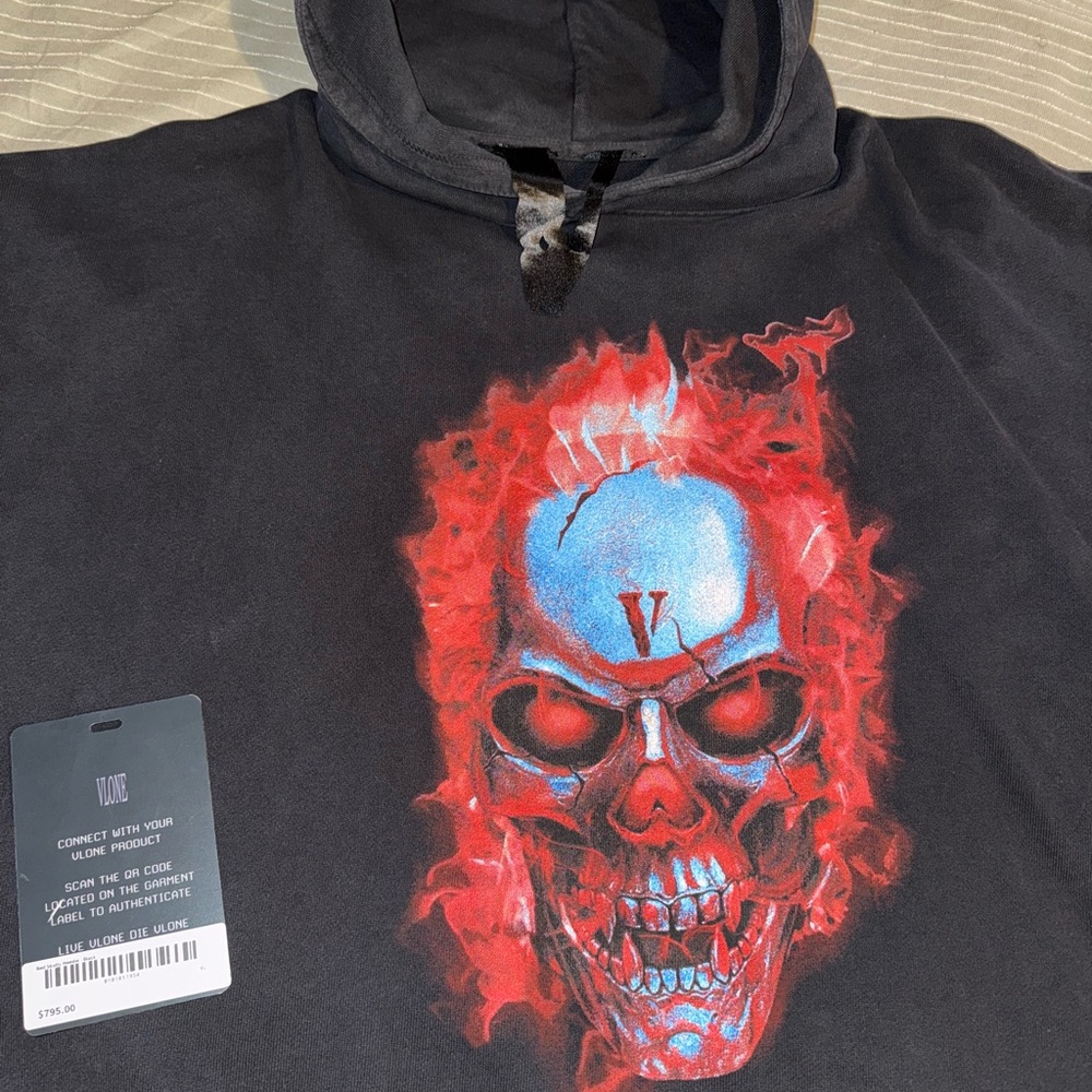 VLONE Black Hoodie with Orange Text